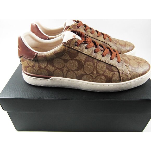 Coach SLP SIGNATURE Brown Low Top Sneakers Khaki/Saddle Size 10 D - Picture 2 of 10
